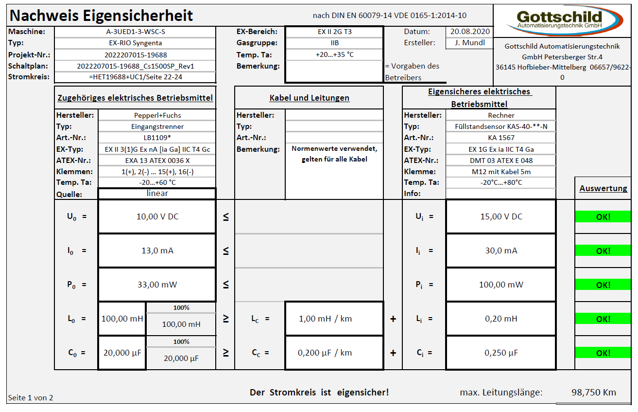 EX-Anlagensicherheit Beispiel